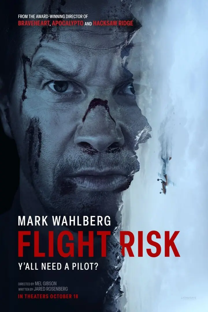 A man with blood on his face and the words " flight risk ".